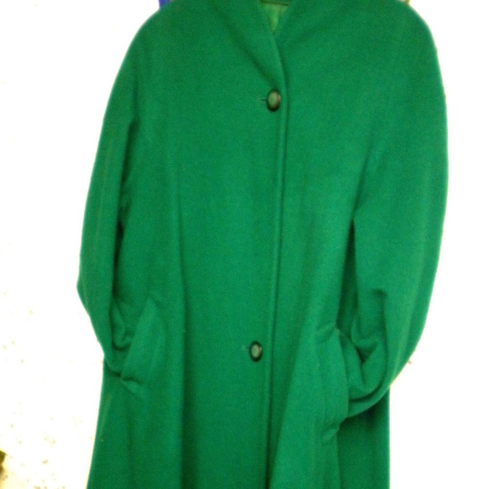Green women's coat, size 44-46, short, woolly, kimono, hanger, 90s, steilmann, v